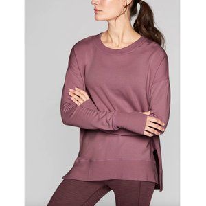 pink athleta super soft crewneck sweatshirt with thumb holes sz s
